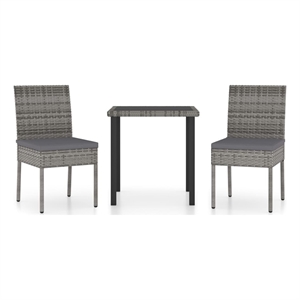 Afuera Living Dining Set in Gray Poly Rattan Small Durable Garden Dining Set