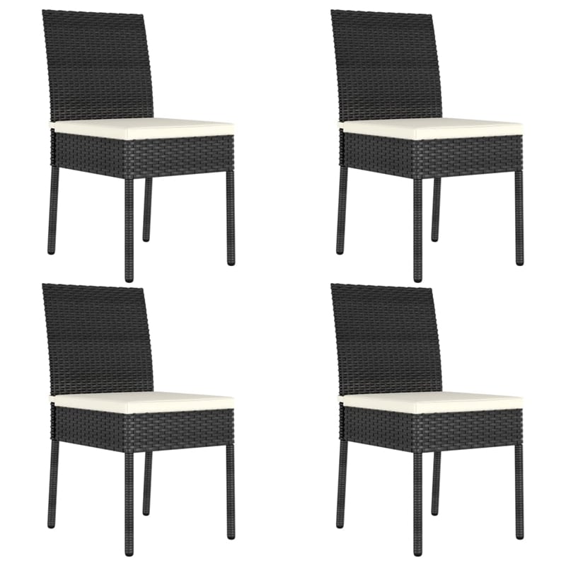 Afuera Living Dining Set in Black Poly Rattan Durable Dining Set Rectangular