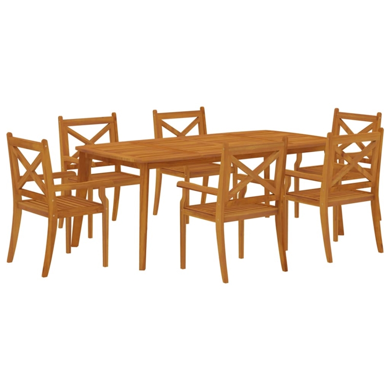Afuera Living Solid Acacia Wood Large Durable Garden Dining Set in Natural