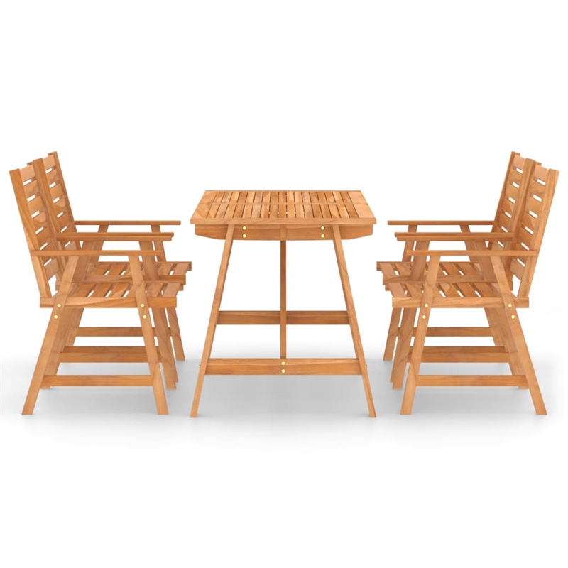 Afuera Living Contemporary Outdoor Dining Set in Brown Solid Acacia Wood
