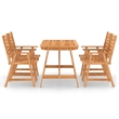 Afuera Living Contemporary Outdoor Dining Set in Brown Solid Acacia Wood