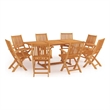 Afuera Living Fine Sanded Teak Hardwood Large Garden Dining Set in Natural