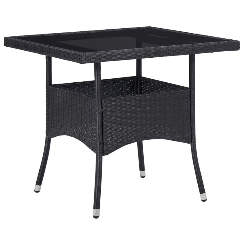 Afuera Living Garden Dining Set in Black Poly Rattan Small Breathable Design