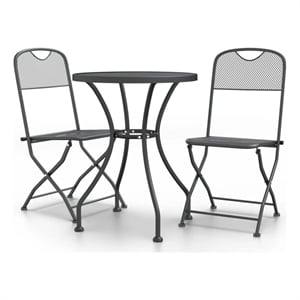 Afuera Living Expanded Metal Mesh With E-Coating Dining Set in Anthracite/Gray