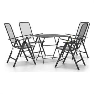 Afuera Living Expanded Metal Mesh With E-Coating Dining Set in Anthracite/Gray