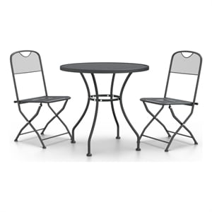 Afuera Living Expanded Metal Mesh With E-Coating Dining Set in Anthracite/Gray
