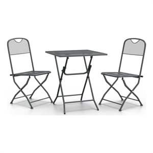 Afuera Living Expanded Metal Mesh Small Foldable Dining Set in Anthracite/Gray