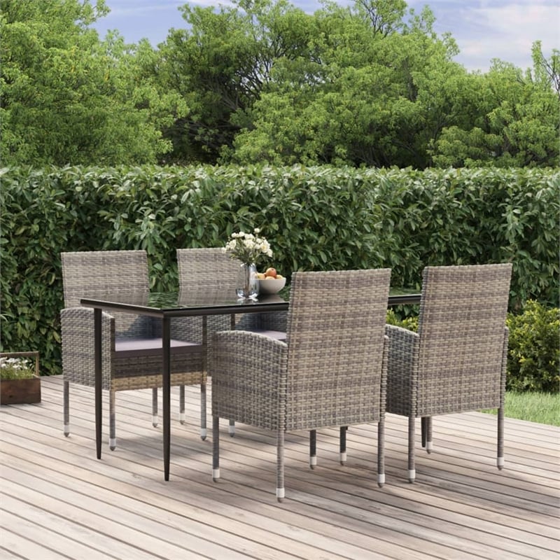Afuera Living Steel Medium Durable Garden Dining Set in Anthracite/Gray