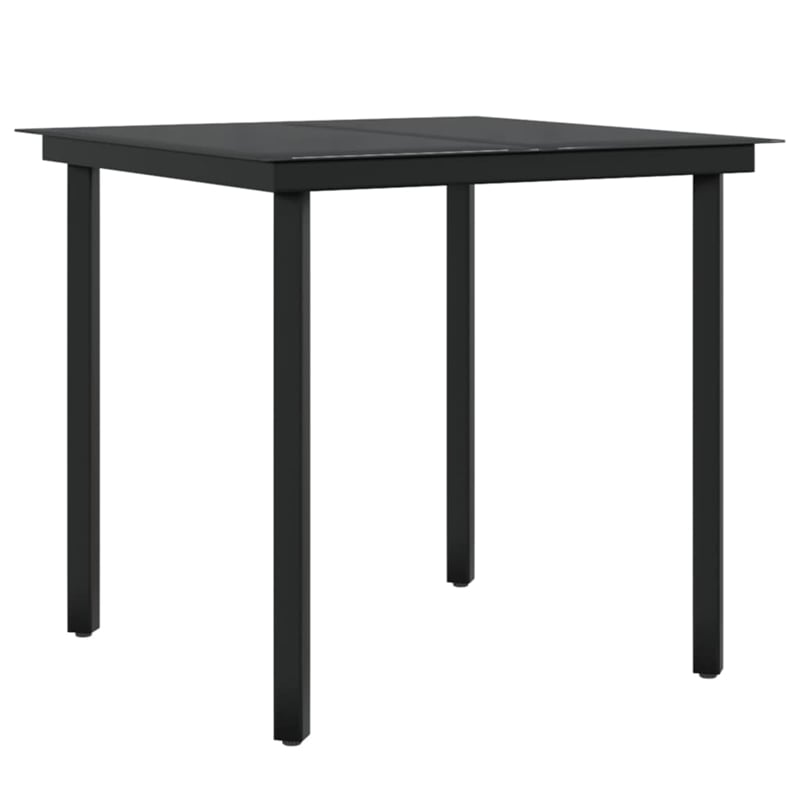 Afuera Living Poly Rattan/Powder-Coated Steel/Glass Garden Dining Set in Black