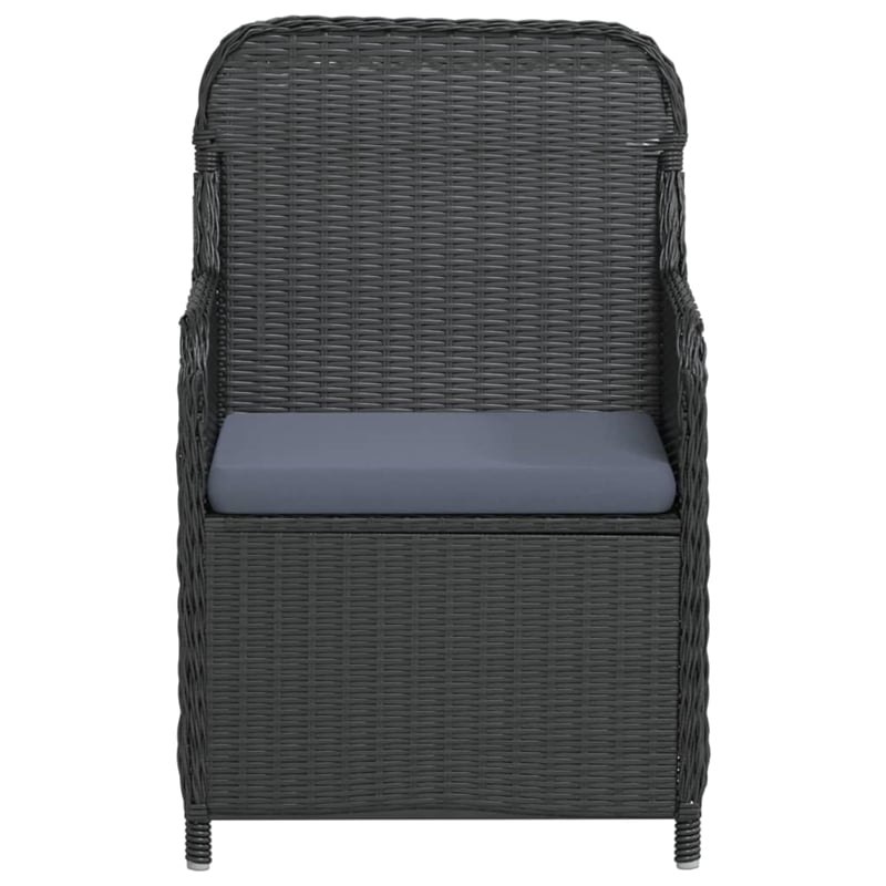 Afuera Living Poly Rattan/Powder-Coated Steel/Glass Garden Dining Set in Black