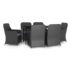 Afuera Living Poly Rattan/Powder-Coated Steel/Glass Garden Dining Set in Black