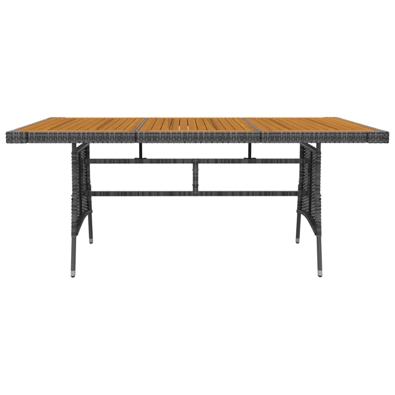 Afuera Living PE Rattan & Solid Acacia Wood 7 Piece Outdoor Dining Set in Gray
