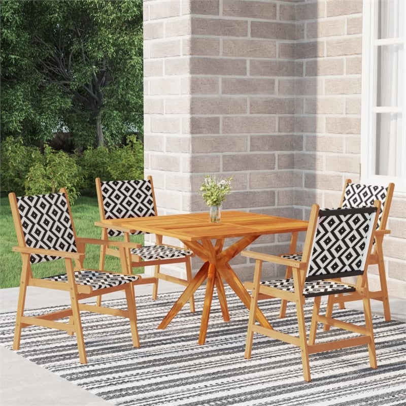 Afuera Living Solid Acacia Wood Medium Durable Garden Dining Set in Brown