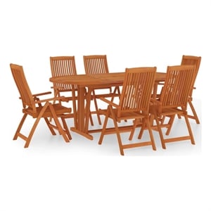 Afuera Living Eucalyptus Wood Extendable Garden Dining Set in Reddish-Brown