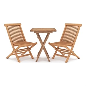 Afuera Living Solid Teak Wood Compact Foldable Garden Dining Set in Brown