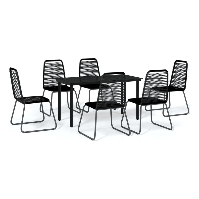 Afuera Living Powder-Coated Steel & PE Rattan Large Garden Dining Set in Black