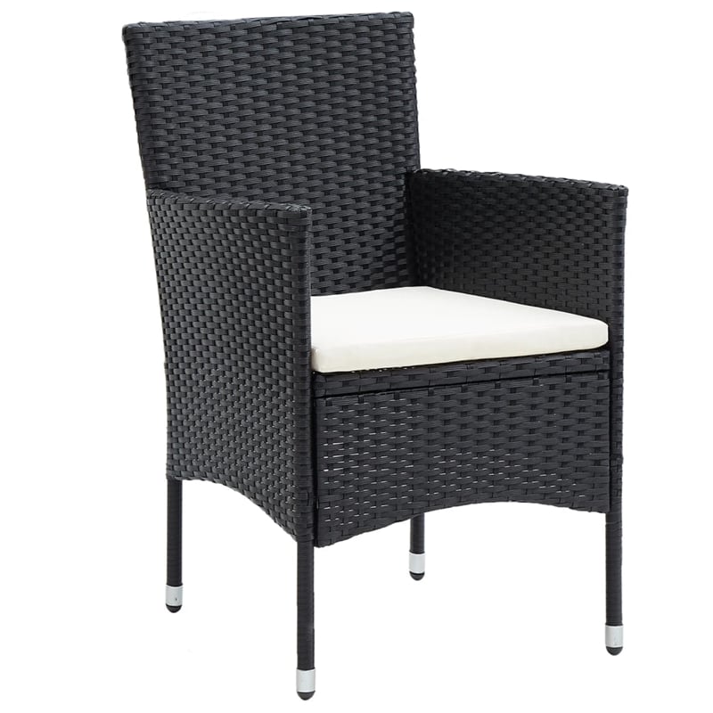 Afuera Living PE Rattan Compact Garden Dining Set in Black with Removable Covers
