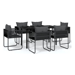 Afuera Living Powder-Coated Steel & PE Rattan Large Garden Dining Set in Black