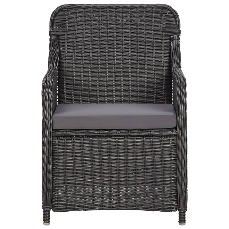 Afuera Living Outdoor Dining Set in Black and Dark Gray Half Round Poly Rattan