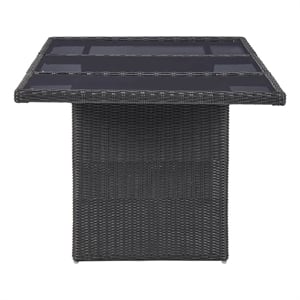 Afuera Living Outdoor Dining Set in Black and Dark Gray Half Round Poly Rattan