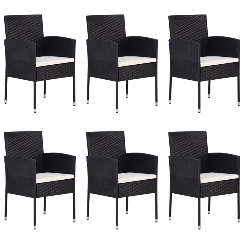Afuera Living PE Rattan/Steel/Glass/Polyester Large Garden Dining Set in Black