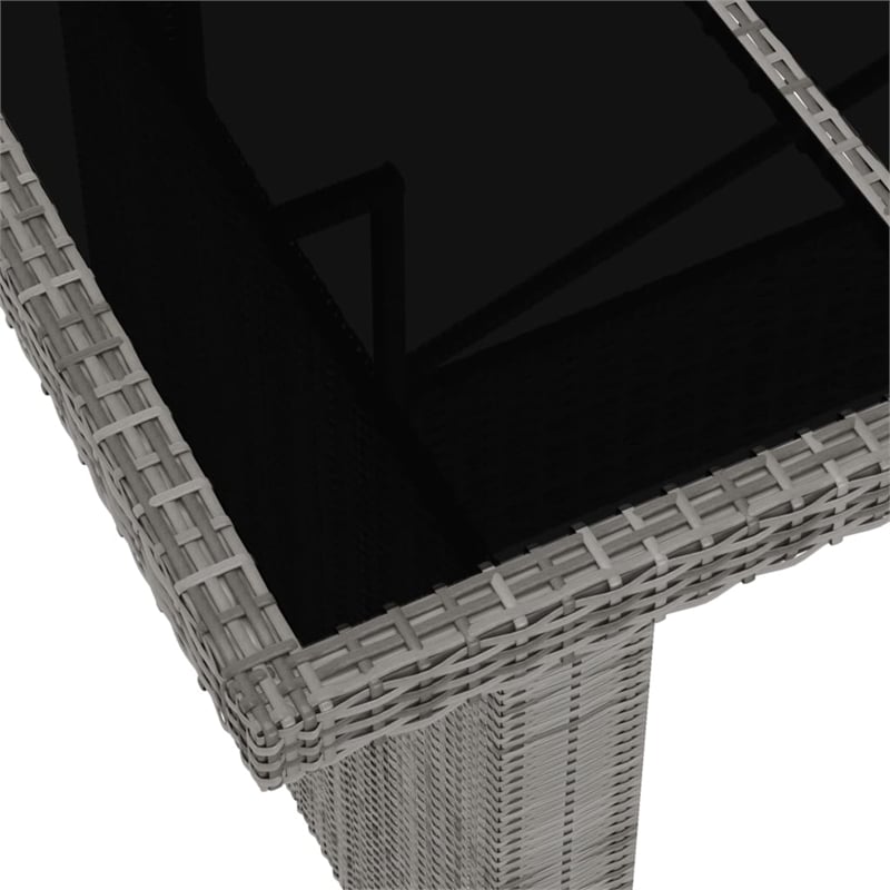 Afuera Living Outdoor Dining Set in Gray Poly Rattan/Powder-Coated Steel/Glass