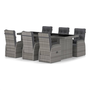 Afuera Living Outdoor Dining Set in Gray Poly Rattan/Powder-Coated Steel/Glass