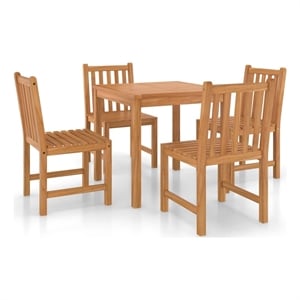 Afuera Living Fine Sanded Teak Hardwood Medium Garden Dining Set in Warm Brown