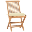 Afuera Living Solid Teak Wood 3 Piece Set Foldable Outdoor Dining Set in Cream