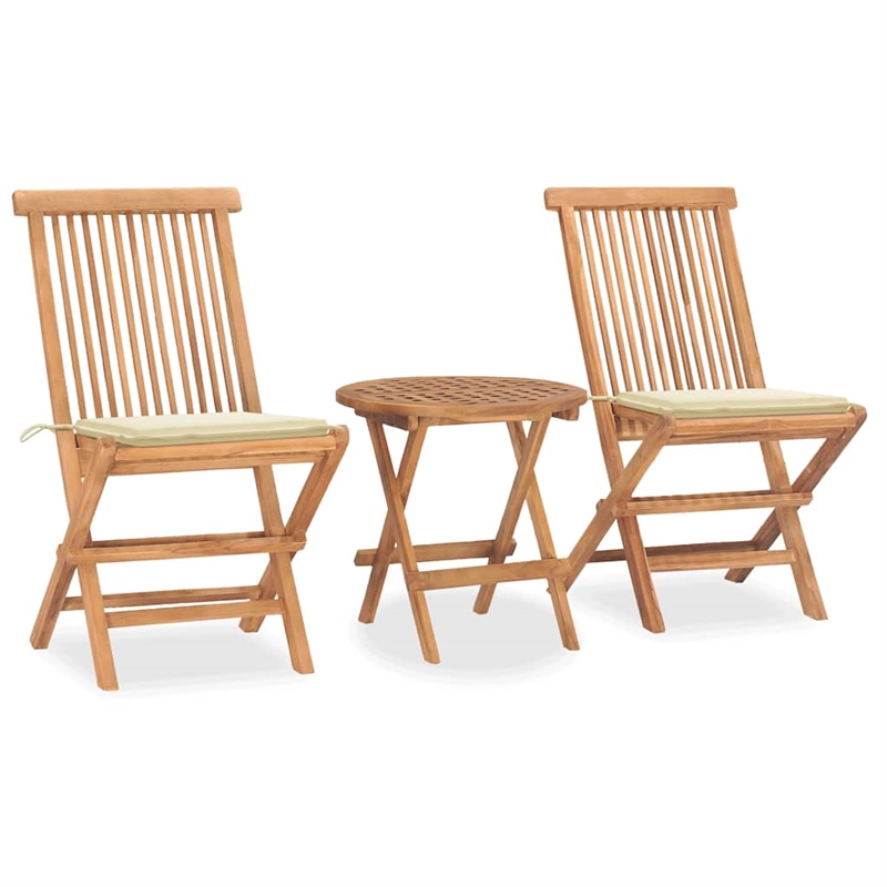 Afuera Living Outdoor Dining Set in Natural Teak Wood/Polyester