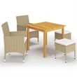 Afuera Living Contemporary Dining Set in Beige Solid Acacia Wood