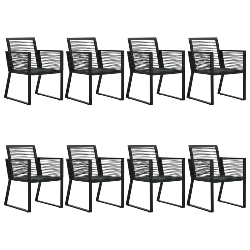 Afuera Living PVC Rattan/Powder-Coated Steel/Glass 9 Piece Dining Set in Black