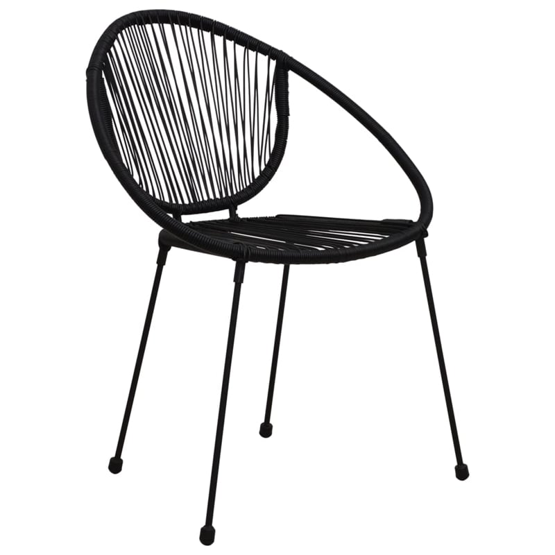 Afuera Living 3-Piece Dining Set in Black PVC Rattan/Powder-Coated Steel/Glass