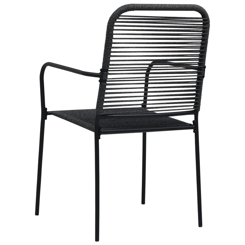 Afuera Living Powder-Coated Steel/Glass/Cotton Rope Garden Dining Set in Black