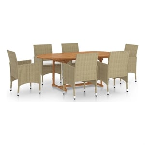 Afuera Living Solid Acacia Wood Medium Durable Dining Set in Beige/Cream White