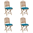 Afuera Living Patio Dining Set Light Blue Bamboo/Polyester Foldable - Set of 4