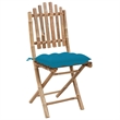 Afuera Living Patio Dining Set Light Blue Bamboo/Polyester Foldable - Set of 4
