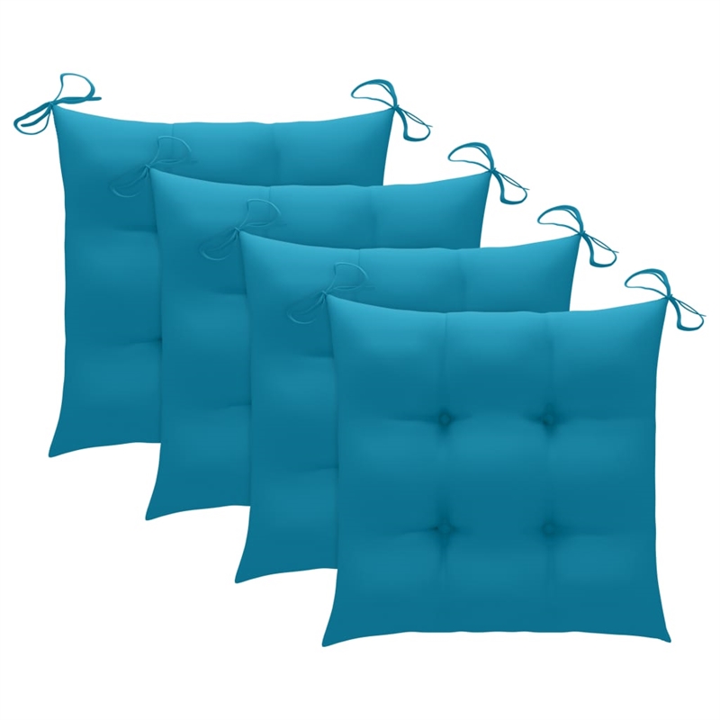 Afuera Living Patio Dining Set Light Blue Bamboo/Polyester Foldable - Set of 4