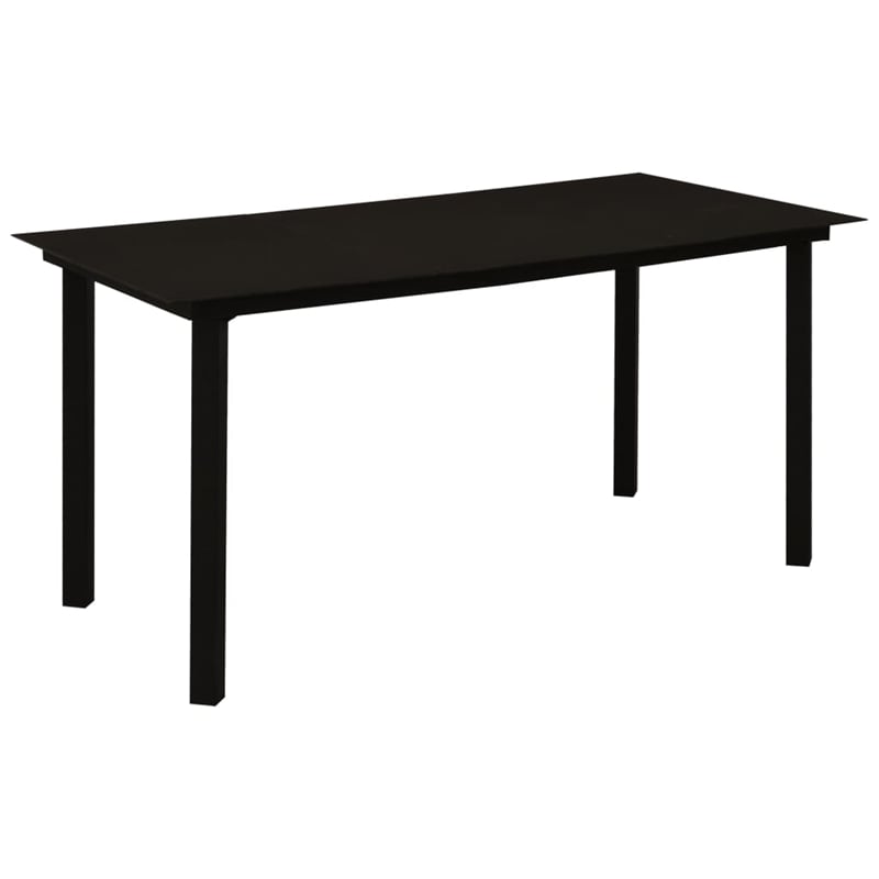 Afuera Living 7-Piece Dining Set in Black Glass/Powder-Coated Steel/PVC Rattan