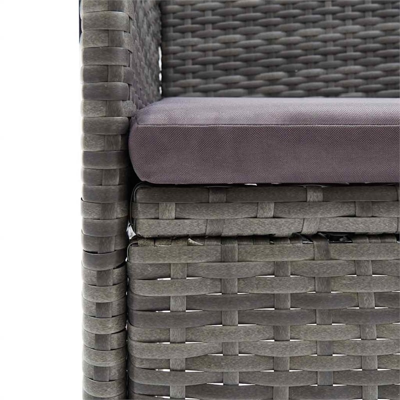 Afuera Living Dining Set in Gray with Rattan/Tempered Glass/Powder-Coated Steel