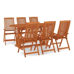 Afuera Living Solid Eucalyptus Wood 7 Pc Set Garden Dining Set in Reddish-Brown