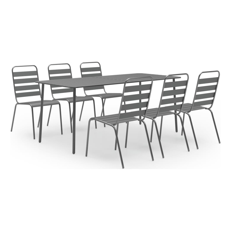 Afuera Living Steel With E-Coated & Powder-Coated Finish Dining Set in Dark Gray