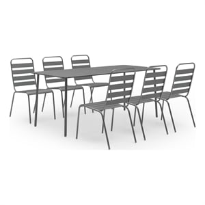 Afuera Living Steel With E-Coated & Powder-Coated Finish Dining Set in Dark Gray