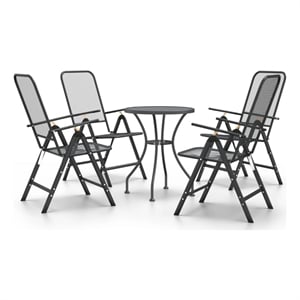 Afuera Living Expanded Metal Mesh Compact Foldable Dining Set in Charcoal/Gray