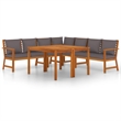 Afuera Living Acacia Wood Medium Modular Patio Dining Set in Dark Gray/Brown