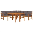 Afuera Living Acacia Wood Medium Modular Patio Dining Set in Dark Gray/Brown