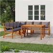 Afuera Living Acacia Wood Medium Modular Patio Dining Set in Dark Gray/Brown