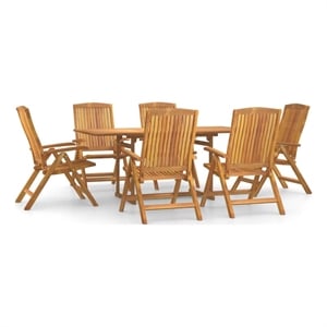Afuera Living Finely Sanded Solid Teak Wood 7 Pc Set Garden Dining Set in Brown