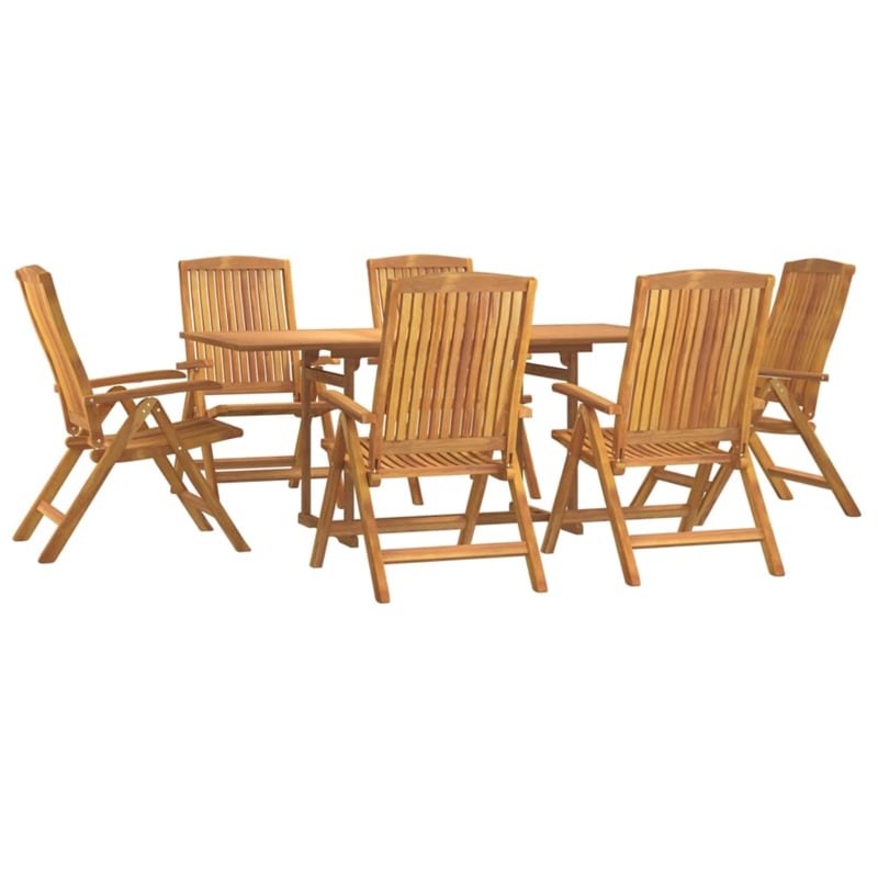 Afuera Living Finely Sanded Solid Teak Wood 7 Pc Set Garden Dining Set in Brown