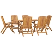 Afuera Living Finely Sanded Solid Teak Wood 7 Pc Set Garden Dining Set in Brown